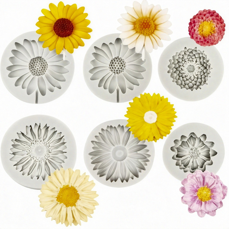 Soap Making Kit - 6 stuks, zonnebloem madeliefje siliconen mal,