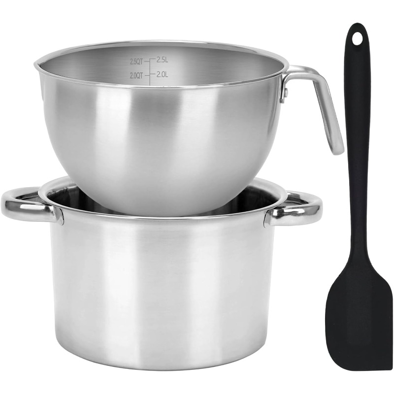 Soap Making Jug - 3-delige dubbele kookpanset van roestvrij staal,