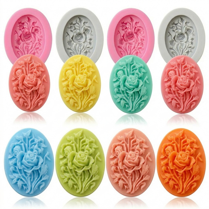 4 siliconenvormen met bloemvor - Soap Making Kit recensie en prijs