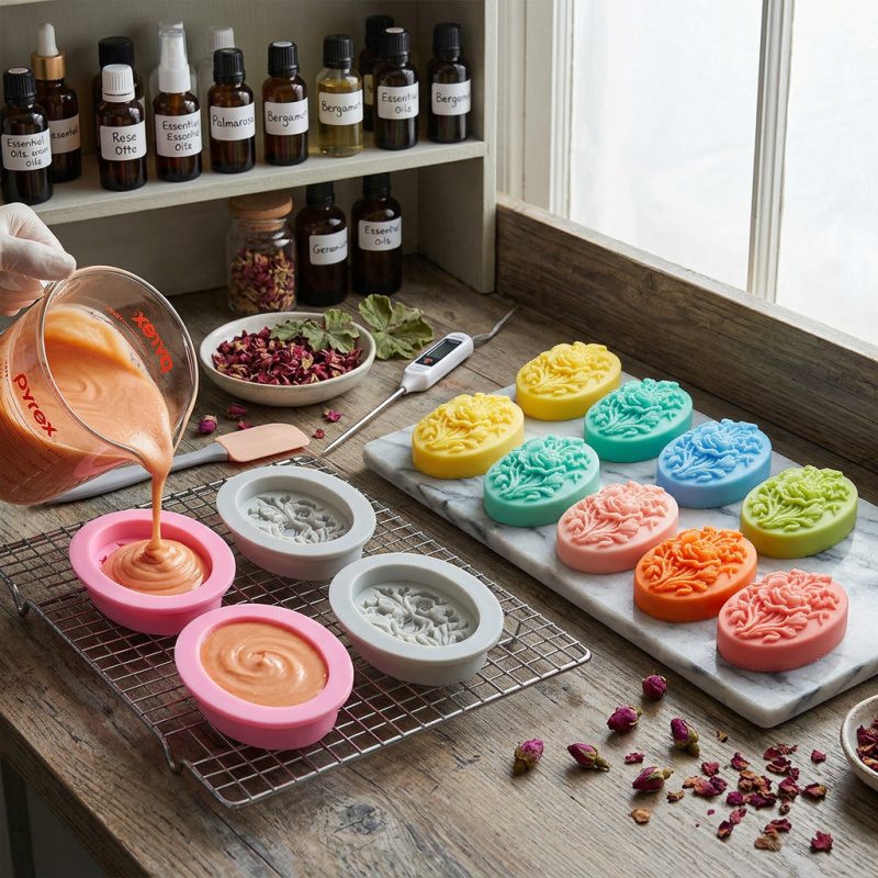 4 siliconenvormen met bloemvor - Soap Making Kit recensie en prijs