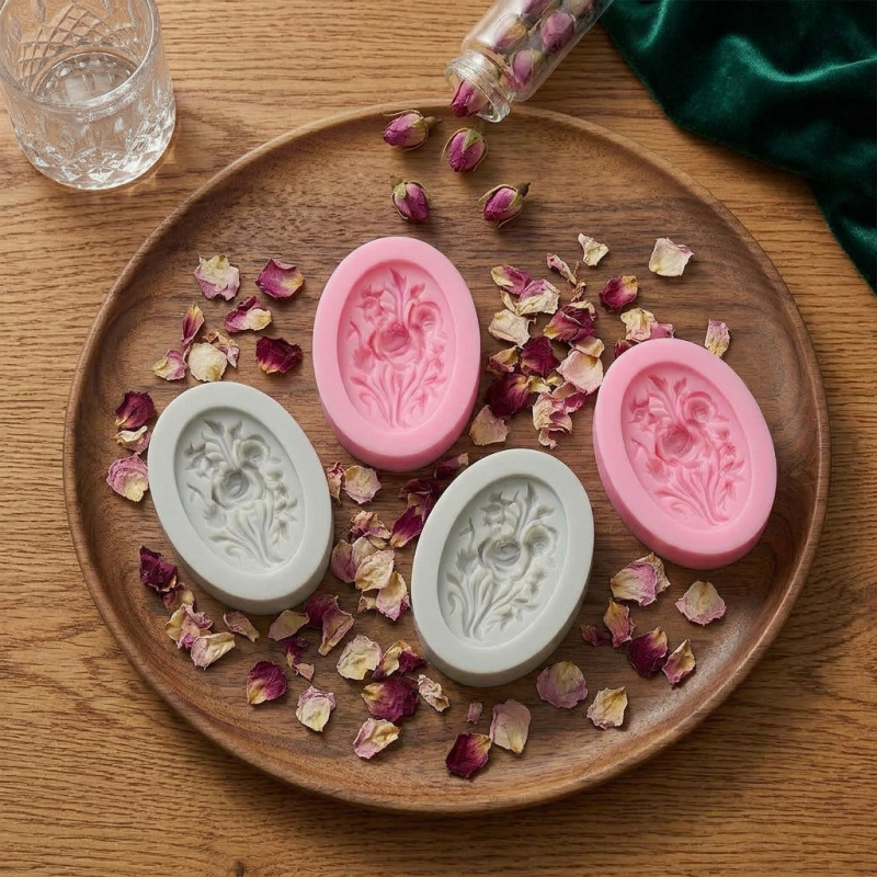 4 siliconenvormen met bloemvor - Soap Making Kit recensie en prijs